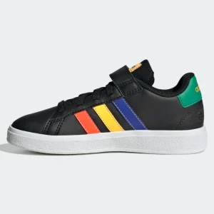 Adidas Grand Court Elastic Lace And Top Strap Shoeslow black kids